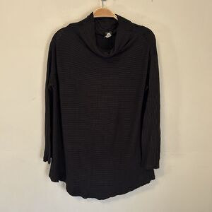 Free People Love Split Back Ribbed Cowl Neck Thermal‎ Sweater Black Small